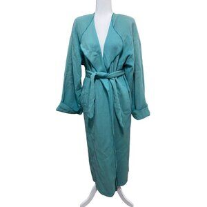 Vintage Merle 100% Wool Long Shawl Coat Open Belted Front Small